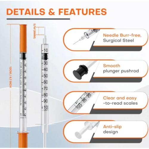 Sterilized insulin Syring With Orange Cap - Image 4