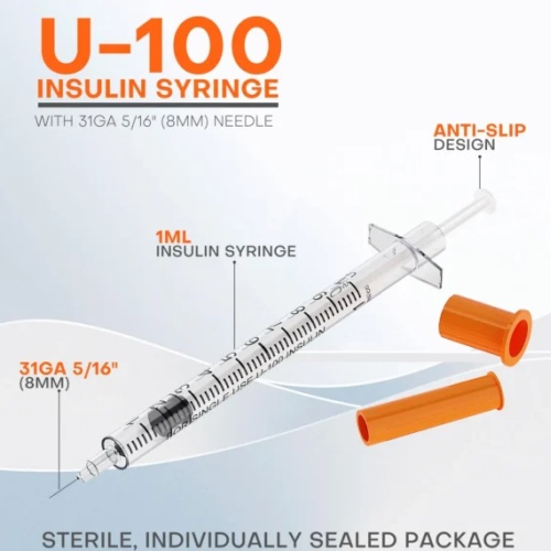 Sterilized insulin Syring With Orange Cap - Image 6